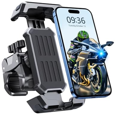 CIRYCASE Soporte Móvil Bicicleta y Moto, [3s Instalación & Máxima Antivibración] Abrazadera de Manillar Mejorada & Giratoria 360°, Suporte Telemóvel Moto Adecuado a ATV/Scooter/4.7-6.8" Teléfono