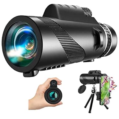 Telescopio Monocular de Alta Definición 50x60, Monocular de Alta Potencia para Adultos y Niños con Soporte para Teléfono Inteligente Y trípode para Observación de Aves, Camping, Senderismo