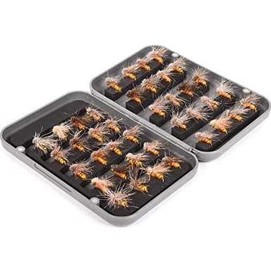 40 piezas/lote trucha ninfa pesca con mosca TOPIND cebo de pesca de pesca con mosca 6 colores mosca con caja de cebo artificial (01-Flyfishinglures)