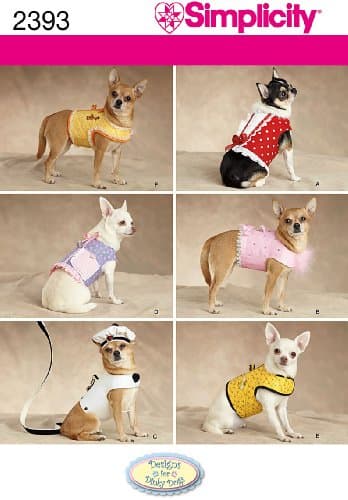 Simplicity 2393 - Patrones de Costura para Hacer Ropa de Perro (Tallas XXS, XS, S y M)