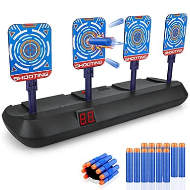Diana Electrónica para Nerf, Objetivo de Tiro Juego Deportivo Dianas Automática con Efecto Sonoro, 20 Dardos para Pistola Nerf Juguetes Cumpleaños Navidad Regalos para Niños 3 4 5 6 7 8 9 10 Años