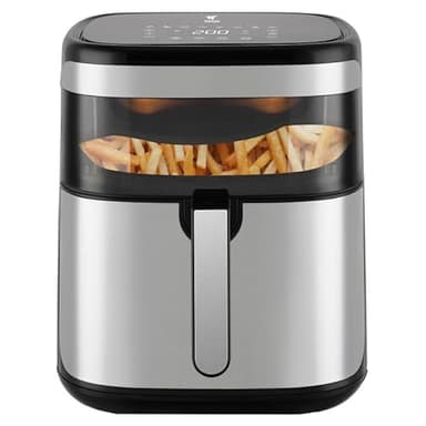Thulos - Freidora de aire - 10 litros de Capacidad Extra Grande, Horno Aire Caliente,Plancha y Grill, Pantalla LED Táctil, 9 Programas Predefinidos,Protección NTC,Temporizador, TH-FR1010