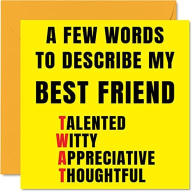 Tarjetas de cumpleaños groseras para mejor amigo – Few Words Describe Tw*t – Tarjeta de feliz cumpleaños para mejor amigo de mejor amiga, regalos de broma, tarjetas de felicitación de amistad ofensiva