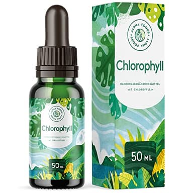 Gotas de Clorofila líquida - obtenida de Trigo, Alfalfa y Chlorella - Sabor neutro, sin Yodo ni Aditivos - Beneficios en la Digestión, Salud Bucal - Alta Concentración de Clorofilina - 50ml