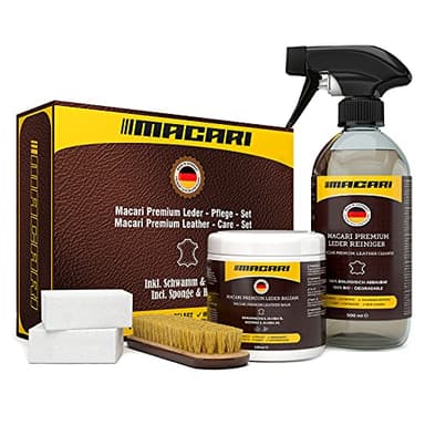 Macari Set de Mantenimiento de Cuero Zapatos sofá y Coche. Limpiador cuero coche y Grasa/Crema para Cuero como Accesorios para de Limpieza de Zapatos, Sets de Reparaciones de Cuero limpiador cuero