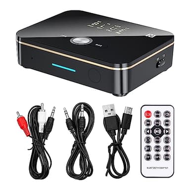 Adaptador Bluetooth 2 en 1 5.0 Remitente Bluetooth + Receptor Bluetooth Portátil y Recargable Seis interfaces AUX RCA Digital Óptico/Coaxial USB/TF Soporte NFC con Control Remoto