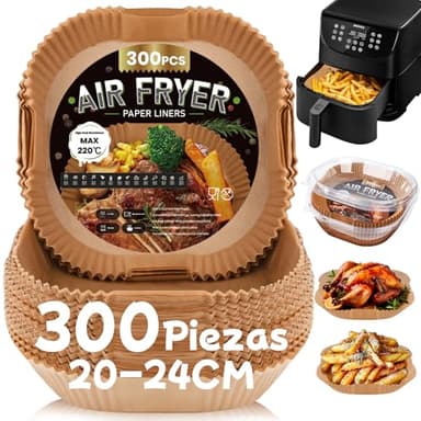 300 Piezas Papel para Freidora de Aire 5-8L, 20-24CM Papel Air Fryer Cuadrado, Papel Freidora Aire Desechable Antiadherente para Horno Microondas, Perfecto para COSORI Cecotec 5,5 6L