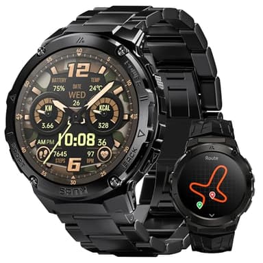 HIDAMEL T3E Relojos Inteligentes Hombres con GPS,Cuerpo Métalico Larga de Batería, Seguimiento de Bienestar,Smartwatch con Llamadas Resistente al Agua 50 m(con 2 Correas)