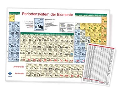 blume Tabla periódica DIN A4 de los elementos: lámina protectora resistente laminada en frío (PET). Edición actual (2022) con Mh, Nc, Ts y Og