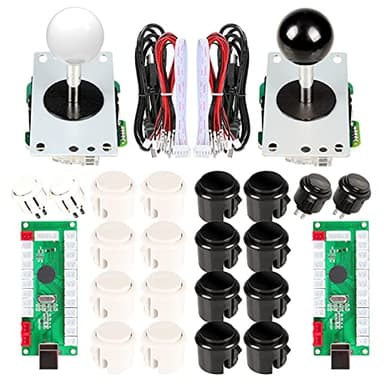 EG STARTS Arcade DIY Kits Controller USB Encoder para PC Juegos 8 Way Stick + 4X 24mm + 16x 30mm Botones para Arcade Cabinet Joystick Mame Raspberry Pi 1 2 3 KOF Partes Blanco/Negro