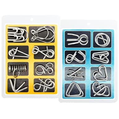 WishesMar Rompecabezas Metal Set de 16 Juegos de Ingenio Brain Teaser Juego - Metalicos Puzzles Logica IQ Inteligencia Juguetes Educativo para Juego Niños y Adultos