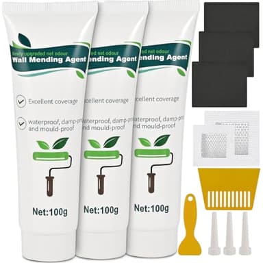 Cieex Crema de Reparación de Masilla Pared Lista para Usar Masillas de Relleno Pared Blanca Masilla Tapar Agujeros Impermeable y de Secado Rápido para Arañazos, Grietas, Agujeros 100g*3