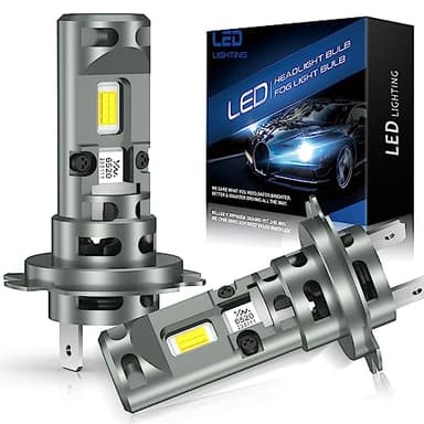 JOSHF Bombilla H7 Led, CSP 120W 30000LM +700% 6500K Faro Blanco para Coche, Actualización de la Bombilla Halógena-1:1 Mini LED H7 Con Ventilador Silencioso, DC12V-24V, 2 Bombillas