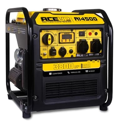Aceup Energy Group Electrogene, Generador de Gasolina Inverter, Generador de Rescate 3800W con enchufes USB y 230V 12V, Pantalla Digital, Paralelo, Motor 4 Tiempos, Refrigerado por Aire