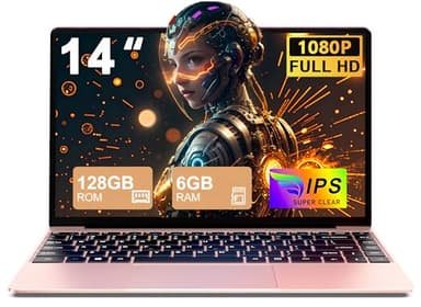 Ordenador Portatil Celeron N4020 Up to 2.8Ghz, Ordenadores Portatiles 14 Pulgadas Win 10 con 5G WiFi 6+128GB SSD Expansión 1TB, BT 4.2 1920*1080 FHD Mini Puerto Multimedia Portatiles Buenos-Oro
