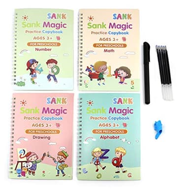 Kyduu Escritura de caligrafía para niños, Cuaderno mágico,Libro de caligrafía para niños,Caligrafía mágica,Práctica de escritura mágica para niños,Libro mágico de caligrafía,Libro de caligrafía mágica