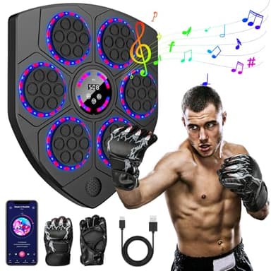 Maquina de Boxeo Musical, 2025 Nueva Boxeo Musical Pared con Guantes De Boxeo, 9 Velocidades y Modos de Entrenamiento, Soporta Bluetooth, Inteligente Maquina Boxeo Electrónica para Adultos y Niños