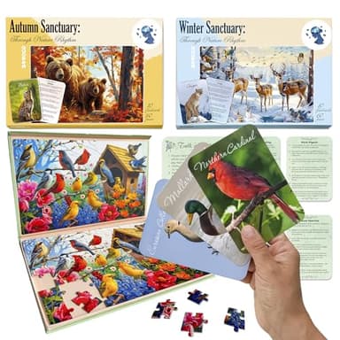 QUOKKA Puzzle 60 Piezas para Personas Mayores con Demencia - Grande Piezas Actividades para Personas Ancianas - 3 Juegos Alzheimer a Través del Ritmo Natural - Regalos Cognitivos para Adultos