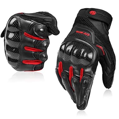 BORLENI Guantes de Moto Transpirables Verano Off-Road Racing Guantes de Moto de Cuero con Nudillos Completos Protección Almohadilla Pantalla Táctil.