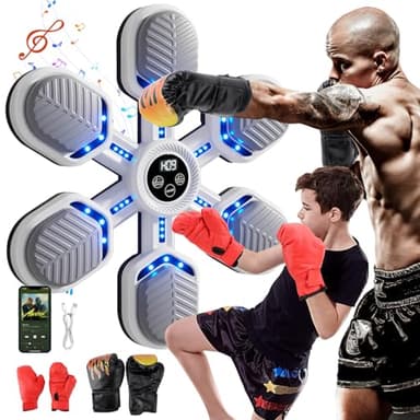JKOKPMG Música Boxing Machine - 51 * 46cm Bluetooth Electrónico Montaje en Pared Equipo de Entrenamiento de Boxeo de 9 Modos con Música, Equipo de Boxeo Electrónico para Niños y Adultos