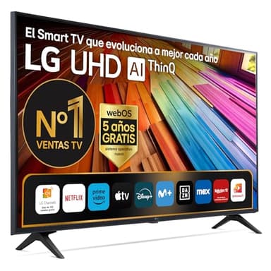 LG 43UT80006LA 43 ",UHD 4K, Serie UT80, Smart TV, WebOS24, Procesador a5, HDR10, Dolby Digital Plus, SmartTV, 3840x2160, Negro