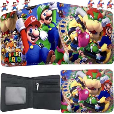 Carteras Anime de Dibujos Niños, Dibujos Animados Cartera Plegable, Billetera Unisex Niños, Anime Cartera de Cuero de Dibujos, Capacidad para Cambio Suelto, Identificación y Monedas (Azul)