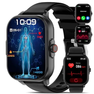 2025 ECG+HRV Reloj Inteligente con 24/7 Pulsómetro, Oxímetro, Presión, Presión Arterial, 𝐆𝐥𝐮𝐜𝐞𝐦𝐢𝐚, Monitor de Sueño, 2.01" Smartwatch con DIY Esfera Reloj Pulsera Actividad para Android iOS