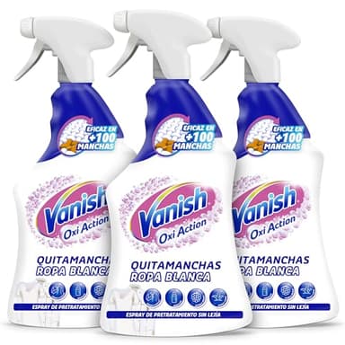 Vanish Oxi Action - Quitamanchas para ropa blanca, en spray, sin lejía - Pack de 3 x 750 m