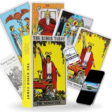 CAVECA Cartas de Tarot en Español para Principiantes + GUÍA y Curso de Regalo, Baraja de Tarot de 78 Cartas Coloridas y Robustas, Carta de Tarot Rider Waite Edición en Español e Inglés con Libro Guía