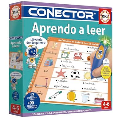 Educa - Conector Aprendo a Leer | Juego Educativo con más de 90 Preguntas y respuestas. 12 Temas Diferentes en Formato Libro y lápiz con luz y Sonido. Recomendado a Partir de 4 años (20086)