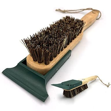 Cepillo para botas con raspador de 33,5 cm de largo, cerdas rígidas con raspador de maletero integrado para eliminar la suciedad y el barro, para zapatos al aire libre, botas de goma
