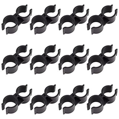 GORGECRAFT 12 Uds. Abrazaderas de Tubo Doble de Plástico Conector de Poste de Estante, Conexión de Abrazadera de Tubo, Almacén, Estante de Supermercado, Clip de Enlace, Accesorios de Sujeción, Negro