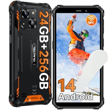 OUKITEL WP32 Pro Movil Irrompible Android 14, 24(6+18) GB RAM+256GB ROM/1TB Móvil Rugerizado, 6.0” HD Dsiplay Movil, 20MP Cámara, 6300mAh Batería Movil Resistente, Octa-Core/IP68/4G Dual SIM/NFC/OTG