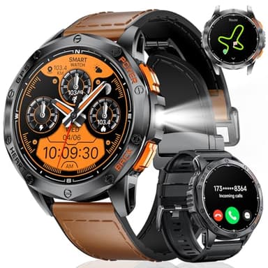 Reloj Inteligente Hombre con GPS/Altitude y Brújula, 1,43" AMOLED, Linterna, Llamadas,180+ Modos Deportivos, Monitor de Salud 24/7, Batería de 30 Días, 10ATM Impermeable Smartwatch para iOS Android