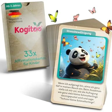 Kogitoo Tarjetas de afirmación para niños – frases positivas para la confianza en sí mismo, resiliencia, empatía, gratitud, manejo de emociones, etc. – 33 tarjetas de atención plena incluye 3 tarjetas