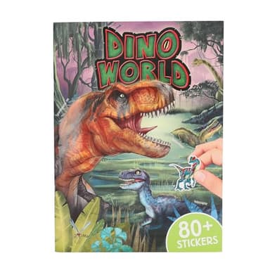 Depesche 13207 Dino World-Libro 20 Fondo ilustradas para diseñar Motivos de Dinosaurios, Incl. 6 páginas de Pegatinas con Papel y Puffy Stickers, Multicolor, One Size