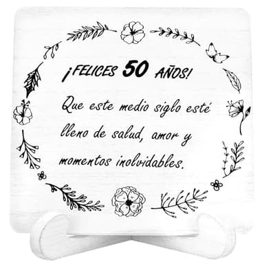 LetCast Regalos 50 años mujer Postal 50 cumpleaños mujer Tarjeta 50 cumpleaños hombre, tarjeta felicitacion 50 años Tarjeta felices 50 (50 Blanco)