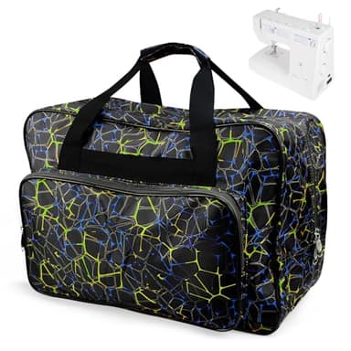 DTYGUIXE Bolsa para Máquina de Coser de 46 x 23 x 32 cm, Funda para Máquina de Coser Negra de Nylón Impermeable Bolsa de Transporte para Máquina de Coser con Asas Portátiles y Acolchado Protector