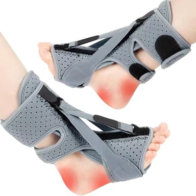 YBFBSJK Férula nocturna para fascitis plantar, correas ajustables, fascitis plantar, férula nocturna, talón, alivio del dolor, alivio del dolor, fascitis plantar, tendinitis de Aquiles, vendaje (gris)