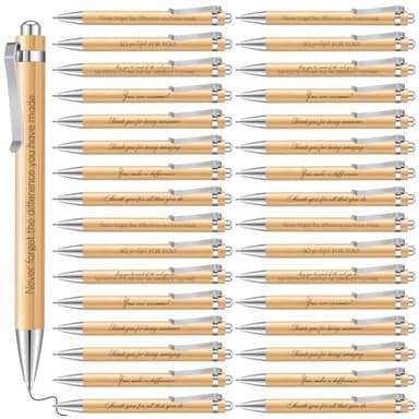Tenare 32 Pcs Inspirational Bamboo Ballpoint Pens Bolígrafos de Tinta Negra con Frases Motivacionales Regalos Alentadores para Empleado Estudiante Profesor Adulto Niño Colega Oficina Escuela Escritura