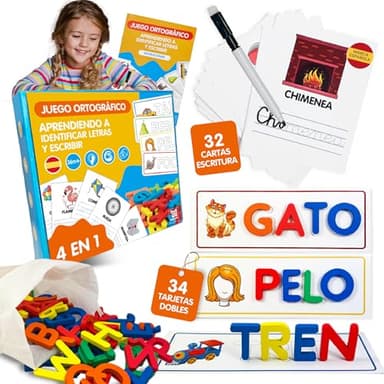 Juegos Infantiles Educativos Montessori Niños 3 4 5 6 Años. Juguetes Niños 3 Años Regalo Juego Educativo 4 Años Para Aprender A Leer Y Escribir, Alfabeto Montessori Tarjetas Y Letras De Madera.