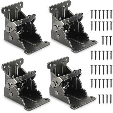 NICAVKIT Paquete de 4 soportes plegables para patas de mesa, cama, accesorios de bisagra de autobloqueo con tornillos, soporte de extensión de bloqueo, soporte plegable para patas de muebles,