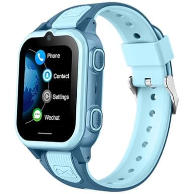 Winnes Reloj Inteligente 4G para niños, posicionamiento GPS, videollamada bidireccional, SOS, Modo Escolar, Resistente al Agua IPX, cámara, Despertador, Regalo para niñas y niños (Bule)
