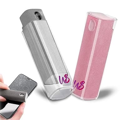 WS WorlsTrend Pack de 2 Limpiadores de Pantalla Móvil/Pc/TV/iPad/MacBook con Paño de Microfibra - Limpiador 2 en 1 - Spray y Paño - Rocie y Limpie la Pantalla - Auto Recargable - Ideal para Viajar.