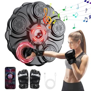 yorraka Máquina de Boxeo Música Adulto - LED Luces Music Boxing Machine con Guantes De Boxeo - 9 Velocidades Ajustables y Contables Inteligente Boxeo Pared Musical Maquina con Bluetooth para Niños