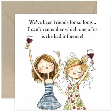 Tarjetas divertidas para mejor amiga, tarjetas de feliz cumpleaños para mejores amigas, regalos femeninos para mejores amigas, diseño de tarjeta humorística para el trabajo