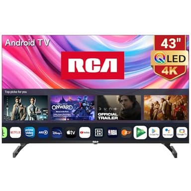 RCA QLED Smart TV 43 Pulgadas UHD 4K Android Televisor HDR con Dolby Audio, Google Assistant, WiFi, Bluetooth, Sintonizador Digital DVB-T/T2-C-S/S2