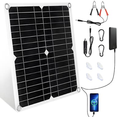 【12W 16V Panel Solar Portátil Kit】KWODE 12W IP67 Cargador Solar 2-Port USB Para Movil, Flexible Placa Solar Portatil Placas Solares Pequeñas para Camper Teléfono Monitor Viaje Bateria Coche Barco Moto