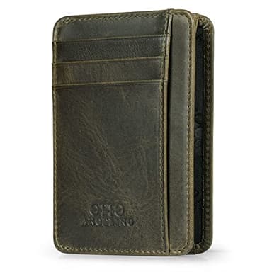 Otto Angelino Cartera estilo sobre de cuero genuino, Bloqueo de RFID, Unisex