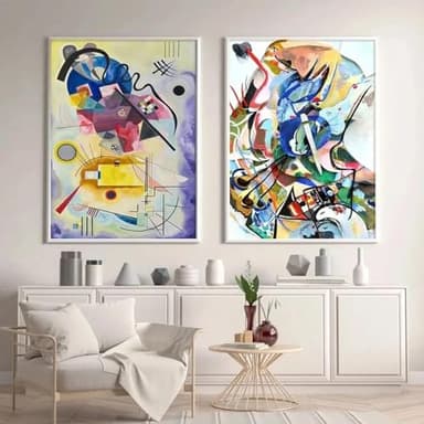 FOKTMS Póster artístico de Kandinsky con gráficos de acuarela abstracta, impresiones en lienzo, pinturas, arte de pared interior, decoración para sala de estar, 50x70cm x 2 sin marco
